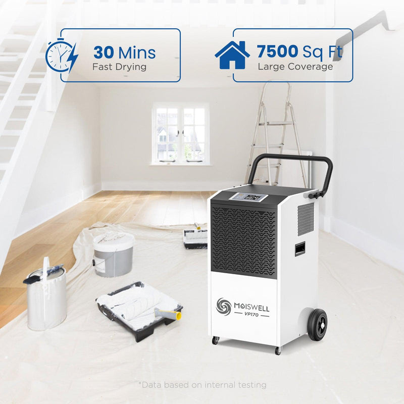 170 Pints Commercial Dehumidifier with Pump and Drain Hose for Large Rooms & Basements| MOISWELL Explorer VP170 - Colzer