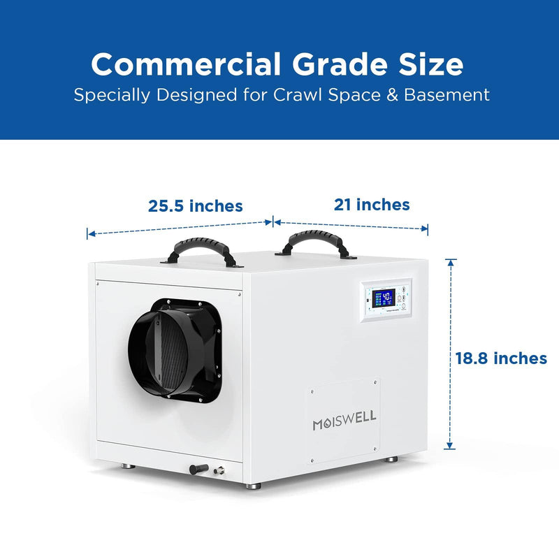 212 Pints Commercial Dehumidifier with Pump and Drain Hose for Large High Humidity Spaces | MOISWELL Defender XP120 - Colzer